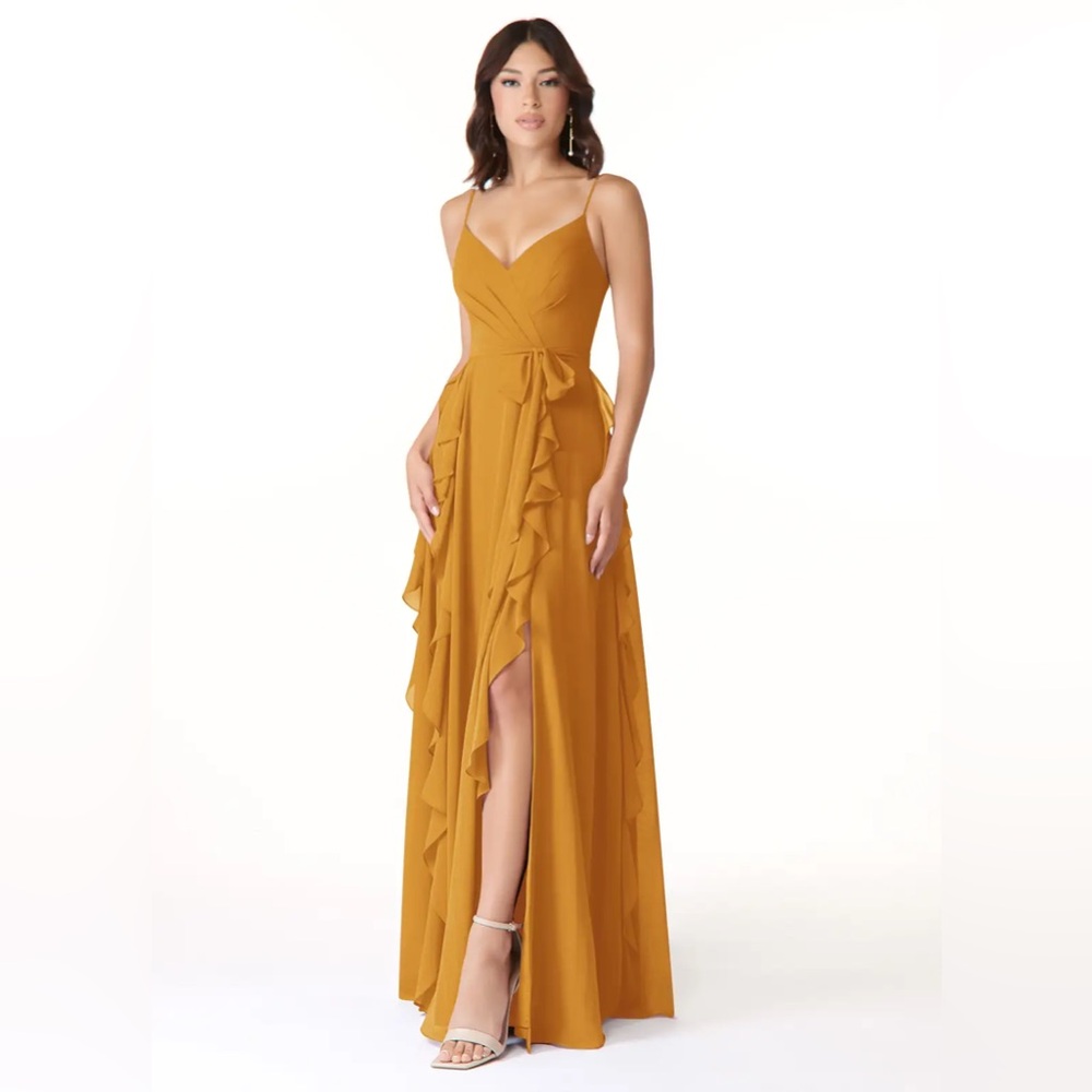 Azazie Mustard Maxi Dress